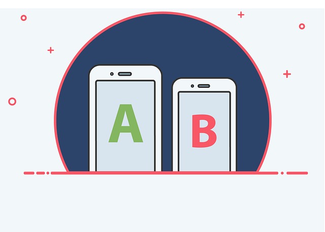kreslený obrázek srovnávající A a B na dvou telefonech
